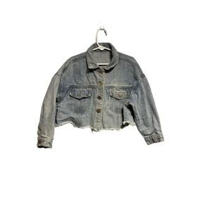 Raw Hem Light Wash Cut-Off Denim Jacket Girls